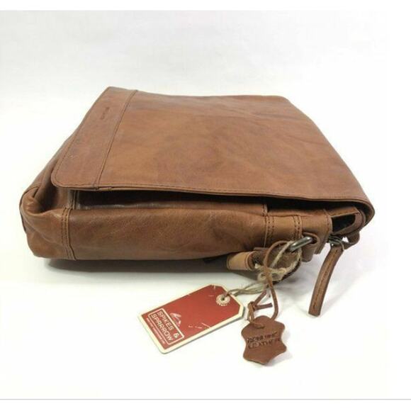 Spikes & Sparrow Noah Brandy Brown Leather Crossbody Messenger Bag Laptop Travel - Picture 12 of 12